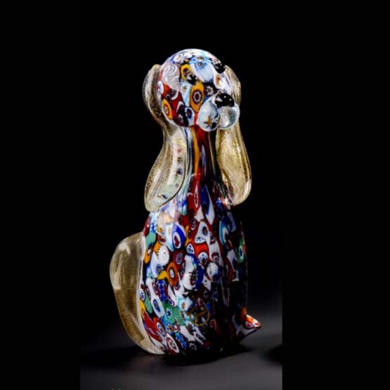 Chien, Chien avec murrine et or 24 carats