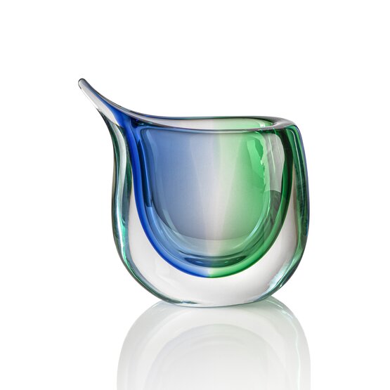 Vase de mer, Coupe en cristal vert et bleu