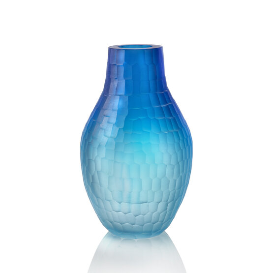 Vase lumière océanique, Vase forgé dans les tons bleu et aigue-marine