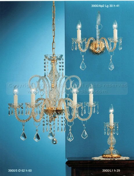 Lustres de Bohême série 3900, Bohême lustre en cristal taper cinq lumières
