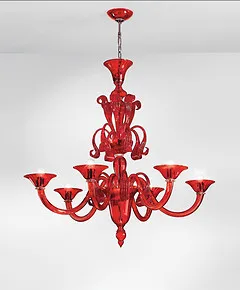 Lustre rouge à six lumières