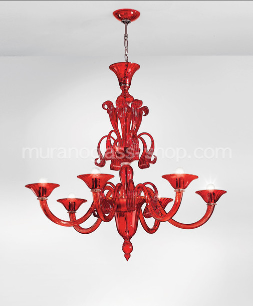 Lustres série 1425, Lustre rouge à six lumières