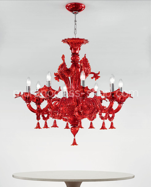 Lustres série 1377, Lustre rouge à cinq lumières