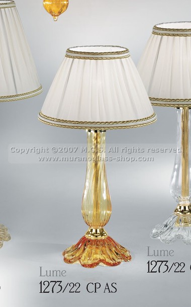 Lampes de table série Murano 1273, Submergé décor lumineux ambre