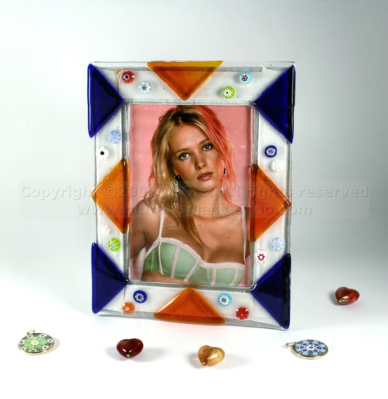 Cadre photo à motifs triangulaires, Cristal cadre avec murrine