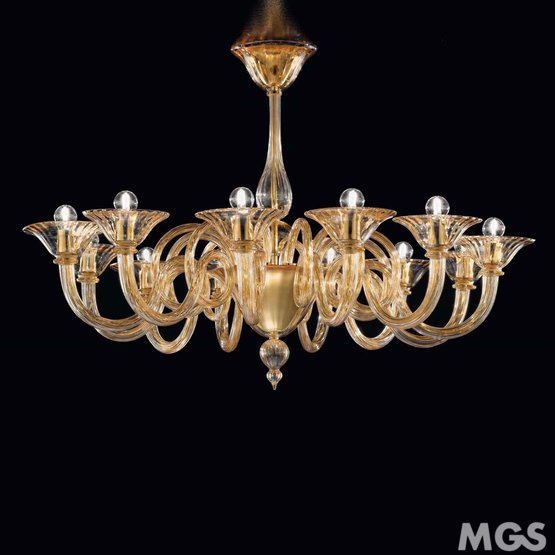 Asti Chandelier, Décoration ambre Lustre à douze lumières