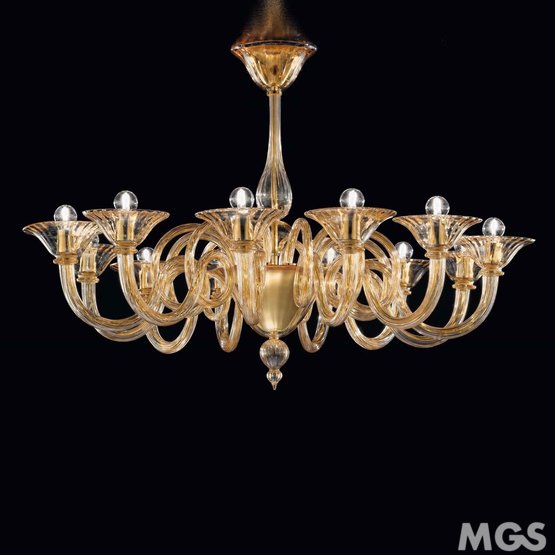 Asti Chandelier, Lustre Or la décoration à douze lumières