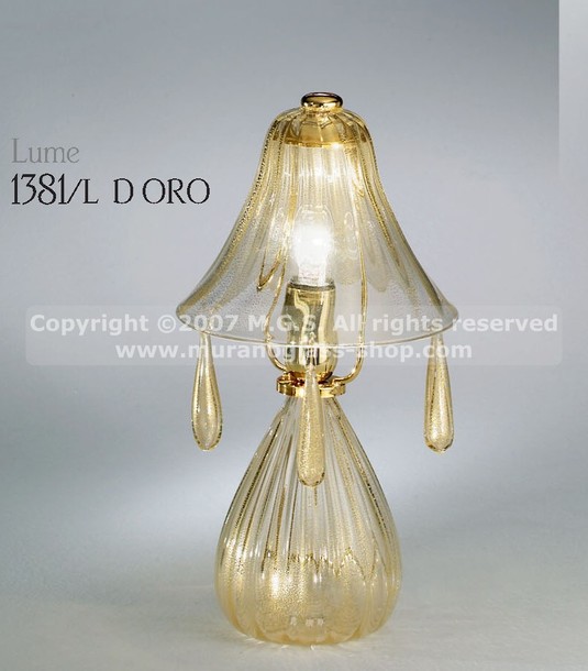 Lampes de table série Murano 1381, Lumière en or décoré de cristal