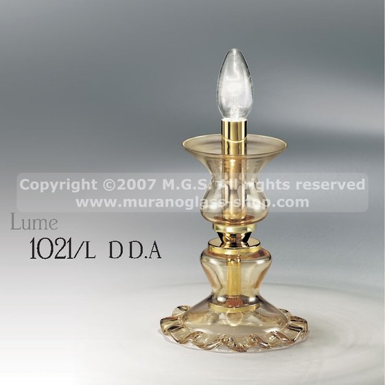 lampes de table Murano Série 1021, Lumière dans décorée en verre ambré