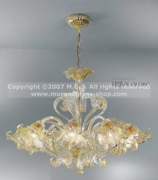 Lustre 1428, Six décoration or et de lumière lustre de cristal