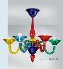 Lustre multicolore à cinq lumières
