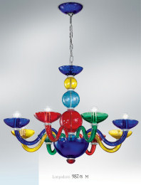 Flamande lustre multicolore avec six lumières