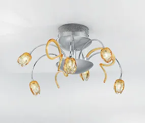 Décoration de plafond à six lumières orange