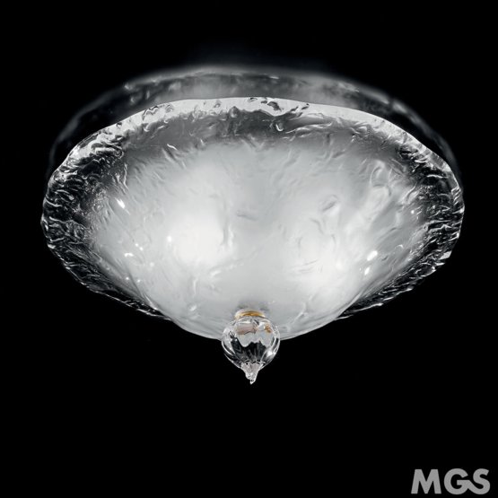 Plafonnier Circle, Plafonnier en cristal opaque avec deux lumières