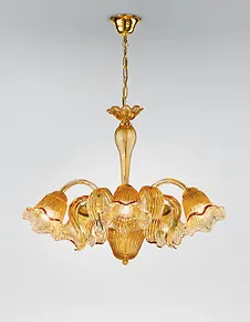 Lustre à cinq lumières de couleur ambre