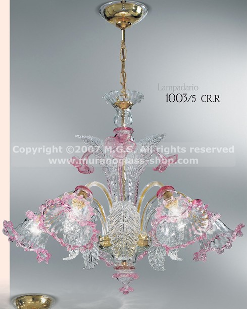 Lustres série 1003, Lustre en cristal orné de rubis trois lumières