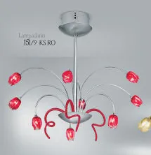 Lustre en métal multicolore à neuf lumières