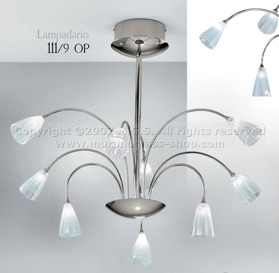 Lustres série 111, Lustre en métal avec opale