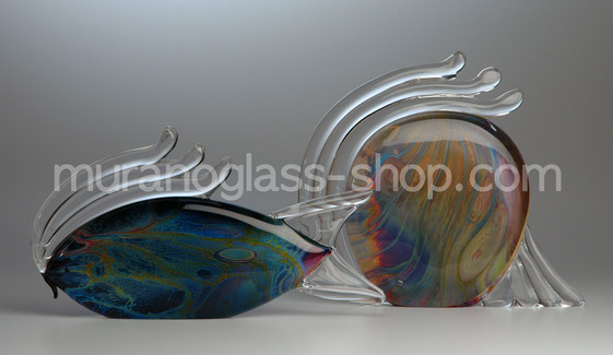 calcédoine verre de poisson stylisé, Poisson (long)